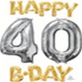 Anagram Anagram 87770 40th Happy Birthday Foil Phrase & Number Balloon - Gold & Silver 87770